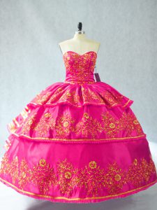 High Quality Hot Pink Quinceanera Dresses Sweetheart Sleeveless Lace Up