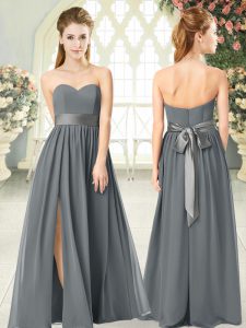 Hot Selling Grey Sweetheart Zipper Belt Prom Dresses Sleeveless