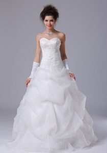 Beautiful Beaded Sweetheart A-Line Wedding Dress in Organza with Pick Ups