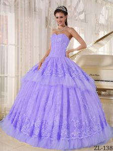 Simple Sweetheart Organza Quinceaneras Dresses with Appliques to Long