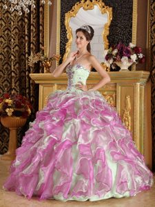 Dramatic Sweetheart Organza Quinceanera Dresses in Fuchsia and Apple Green