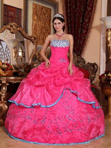 Strapless Organza Quinceanera Dress with Appliques and Embroidery for Cheap