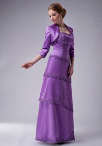 Purple Long Layered Mother of Bride Dress with Appliques and Jacket