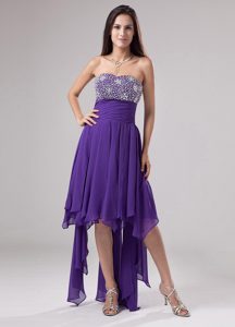 Lovely Purple Dress for Prom with Beads and Ruches on Promotion