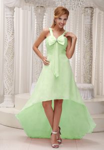 Light Green Beautiful High-low Prom Homecoming Dresses Ruched with Bowknot