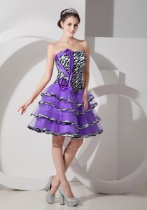 Lovely Zebra Purple A-line Strapless Layered Prom Dress for Girls for Custom Made