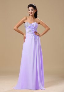 Beading and Decorated Lilac Chiffon Prom Dress for Cheap