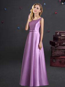 Fantastic Floor Length Lilac Damas Dress Square Sleeveless Zipper
