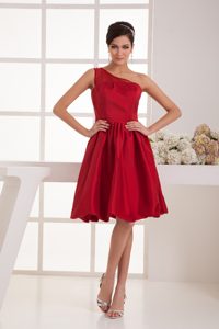 Impressive A-line One Shoulder Beaded Celebrity Party Dresses in Wine Red