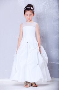 cute A-line Bateau and Organza Cinderella Pageant Dress with Beading