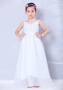 V-neck Long and Organza Cinderella Pageant Dress with Beading