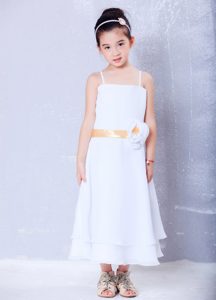 White Empire Straps Chiffon Cinderella Pageant Dress