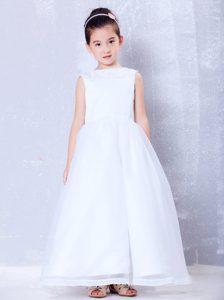 A-line Bateau Ankle-length Organza Beaded Cinderella Pageant Dress for Cheap