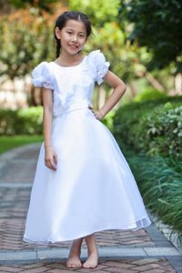 New White Ankle-length Cinderella Pageant Dress