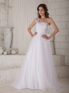 Tasty Princess One Shoulder Wedding Dresses in Special Fabric with Court Train