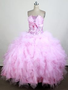 Gorgeous Light Pink Strapless and Organza Sweet Sixteen Dresses