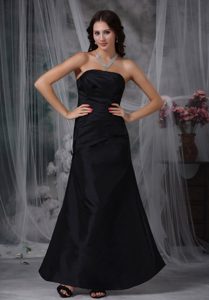 Black Strapless Long Black Ruched Formal Dresses for Dama