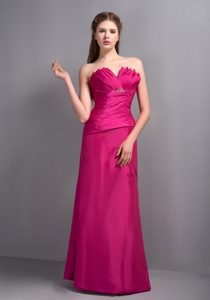 Hot Pink Shell Neckline Long Ruched Formal Dresses for Dama
