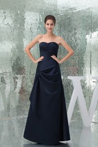 Sweetheart Long Navy Blue Ruched Drapped Dama Dress for Quince