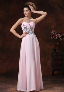 Cheap Sweetheart Baby Pink Women Evening Gown Dress with Appliques