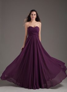 Sweetheart Empire Dark Purple Ruched Long Elegant Evening Dresses