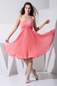 Ruched Cocktail Evening Dress with Beading Decorated and Sweetheart Neckline