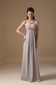 Simple Grey Empire Sweetheart Chiffon Ruched Prom Bridesmaid Dress for Cheap
