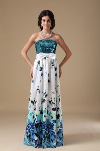 Special Empire Strapless Printed Prom Homecoming Dress with Sequins on Sale
