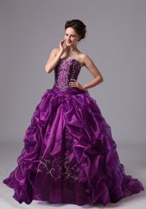 Eggplant Purple Quinceanera Dress for Custom Made with Pick-ups and Sweep Train