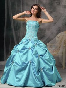 Modest Strapless Quinceanera Dress with Beading and Pick-ups on Sale