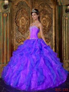 Bright Sweetheart Organza Quinceanera Dress with Ruffles for Girls for Cheap