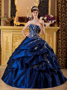 Fabulous Navy Blue Sweetheart Long Quinceanera Gown Dresses