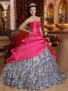 Fashionable and Zebra Beaded Spring Dress for Quinceanera in Hot Pink