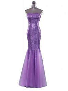 Colorful Mermaid Sequins Eggplant Purple Sleeveless Sequined Zipper Prom Dress for Prom and Party