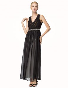 Backless Black Sleeveless Beading and Pleated Ankle Length Mother Of The Bride Dress