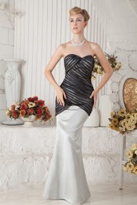 Nice Black and Ivory Mermaid Sweetheart Prom Dress with Ruche