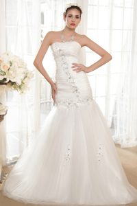Strapless Chapel Train Wedding Dresses for Cheap in and Organza