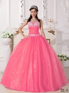 and Organza Appliqued Quinceanera Gown Dresses in Watermelon
