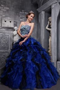 Memorable Blue Sweetheart Quinceaneras Gowns Dresses in Zebra and Organza