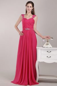 Red Straps Long Chiffon Low Price Dresses for Prom with Beading
