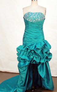Brand New High-low Strapless Mini-length Beaded and Ruched Prom Gown Dress