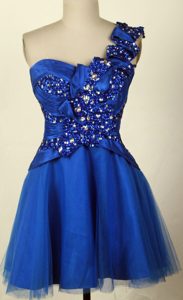Affordable A-line One Shoulder Mini-length Prom Homecoming Dresses Beaded