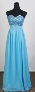 Cheap Baby Blue Empire Sweetheart Prom Dress with Beading