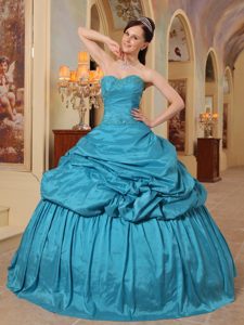 Teal Ball Gown Sweetheart Formal Quinceanera Dress with Beading