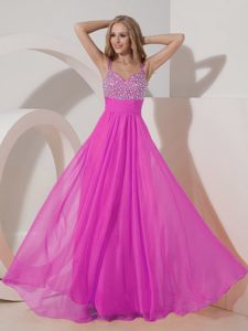 Empire Straps Chiffon Beading Best 2013 Military Dress in Hot Pink for Customize