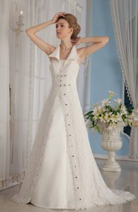 Cool Neckline Princess Outdoor Wedding Dress with Beadings and and Cutout