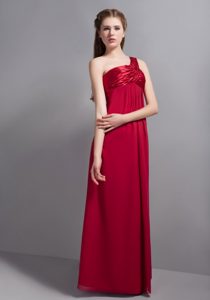 Wine Red One Shoulder Fashionable Bridemaid Dresses for Church Wedding