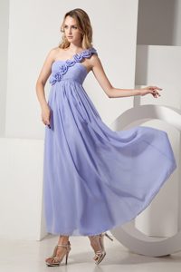 Beautiful One Shoulder Ankle-length Junior Bridesmaid Dress with Flowers