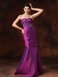 Wonderful Purple Mermaid Sweetheart Beaded Prom Dresses for Ladies