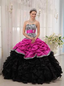 Brand New Hot Pink and Black Sweetheart Quinceanera Dresses with Pick-ups